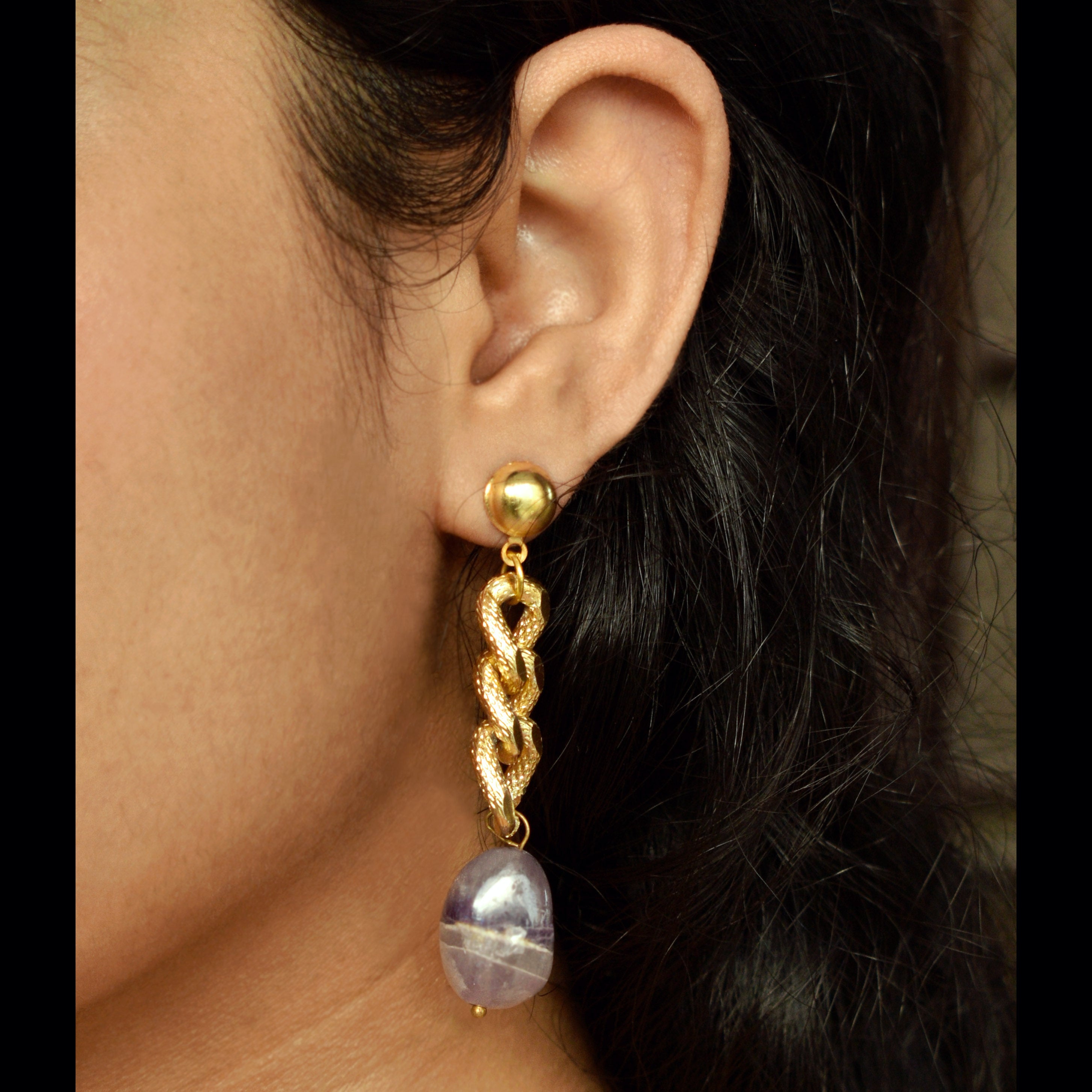 LONDANY earrings Advanced Love Fritillaria Square Baroque Shaped Glass  Pearl Earrings Long Tassel Earrings for Women